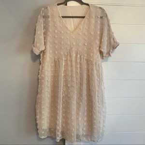 New SHEIN Beige Chiffon Swiss Dot Babydoll dress
